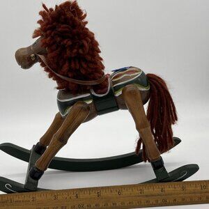 Rocking Horse Hand Painted Wood Lacquer-10X10 Inch Colorful